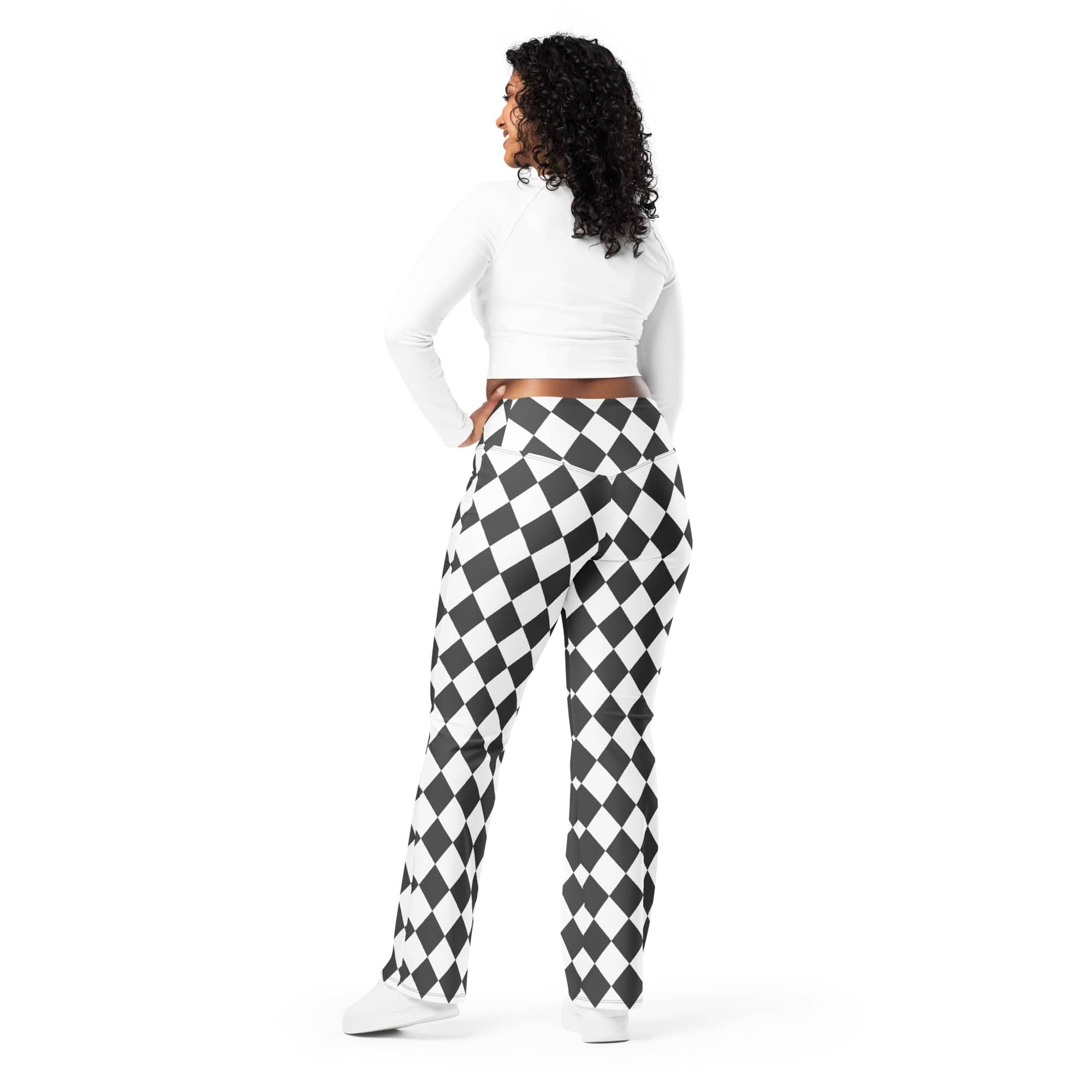 Black & White Harlequin Flare Leggings