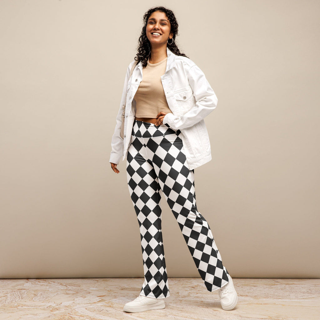 Black & White Harlequin Flare Leggings