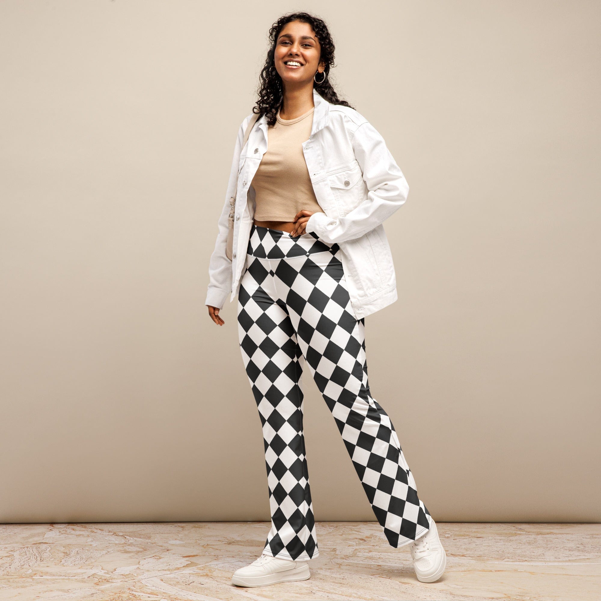 Black & White Harlequin Flare Leggings