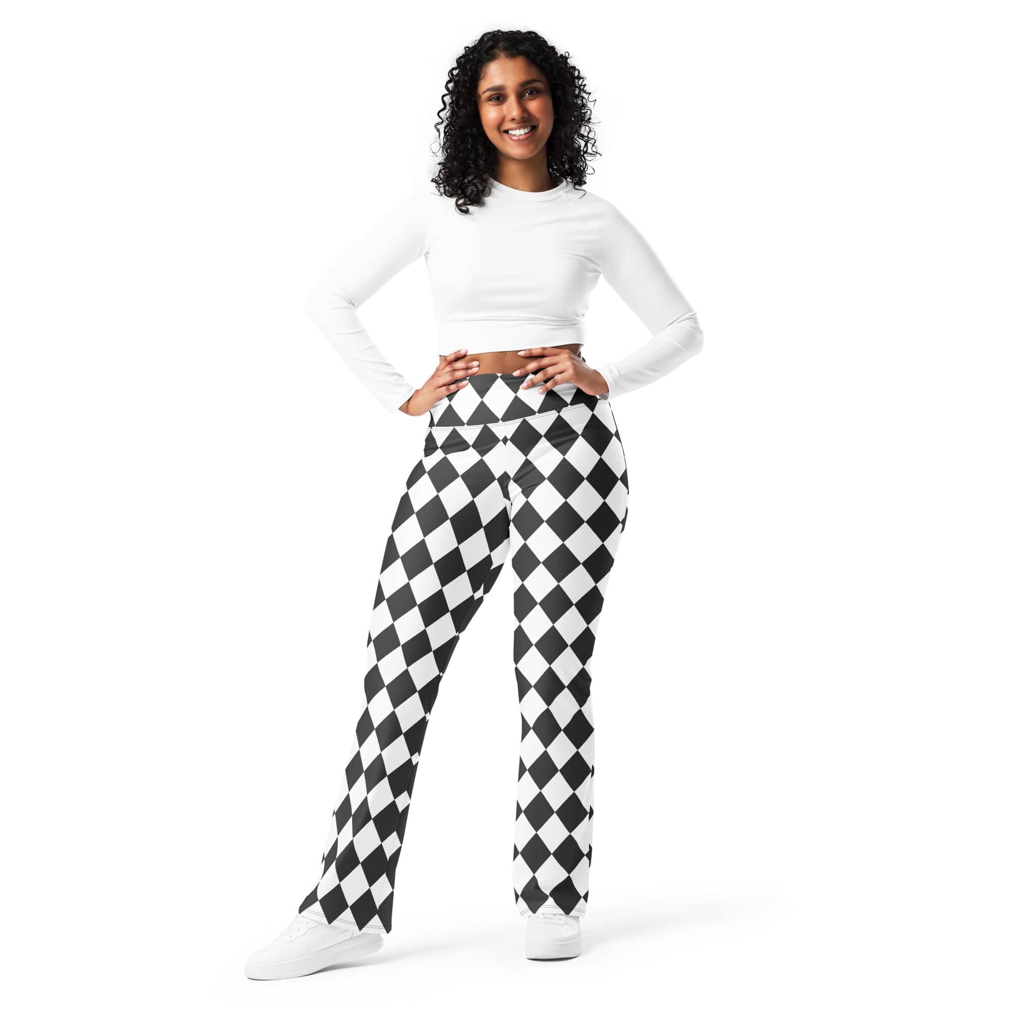 Black & White Harlequin Flare Leggings