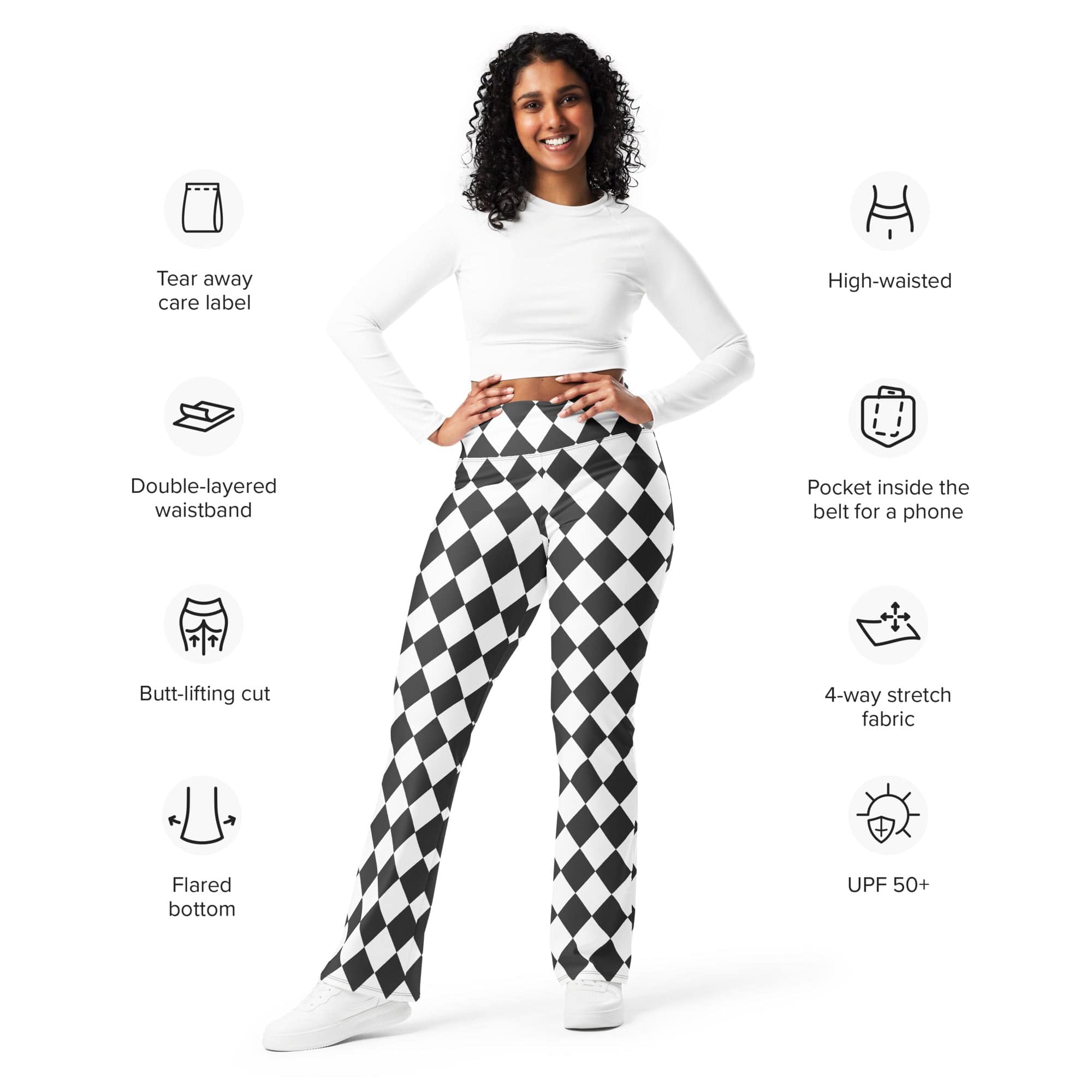 Black & White Harlequin Flare Leggings