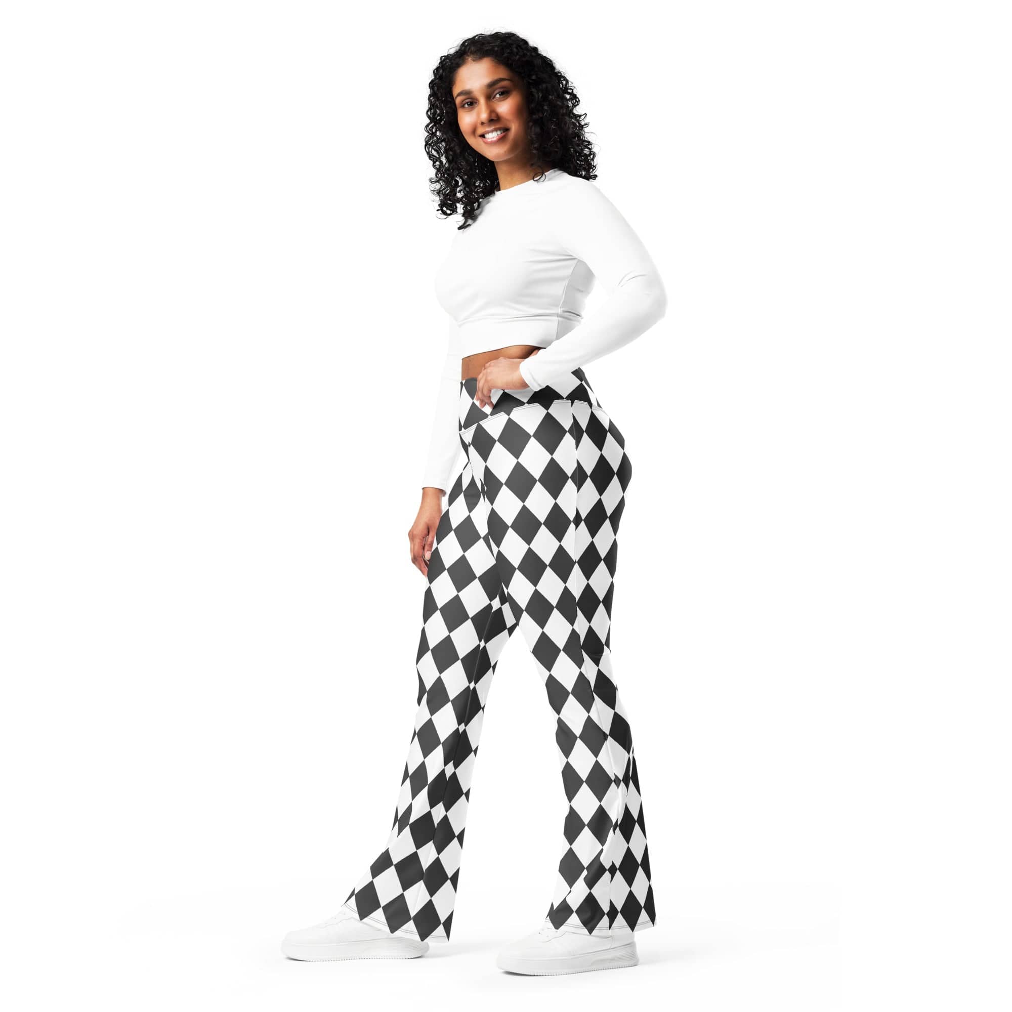 Black & White Harlequin Flare Leggings