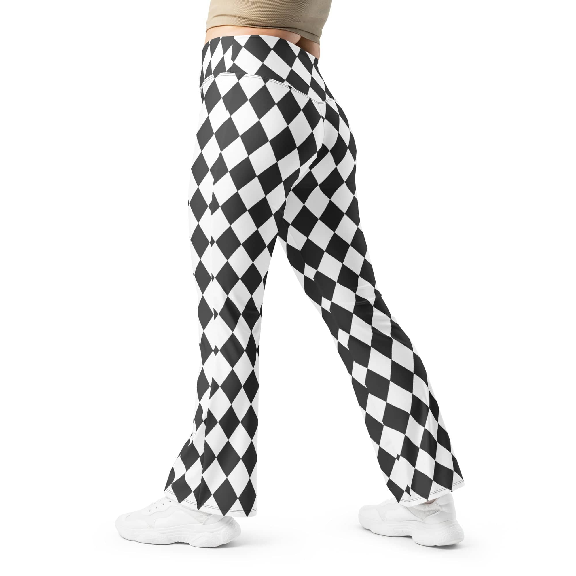 Black & White Harlequin Flare Leggings