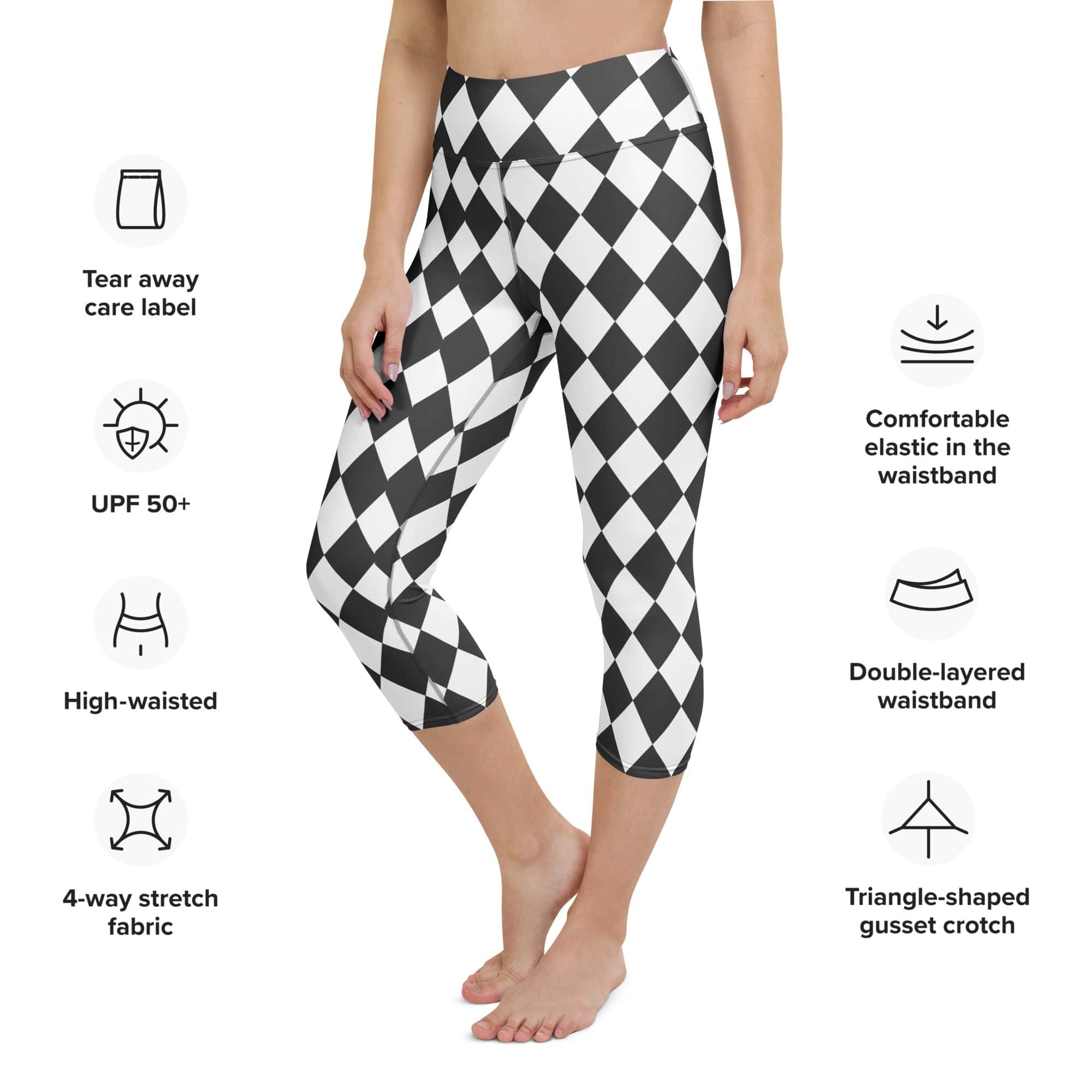 Black & White Harlequin Yoga Capris