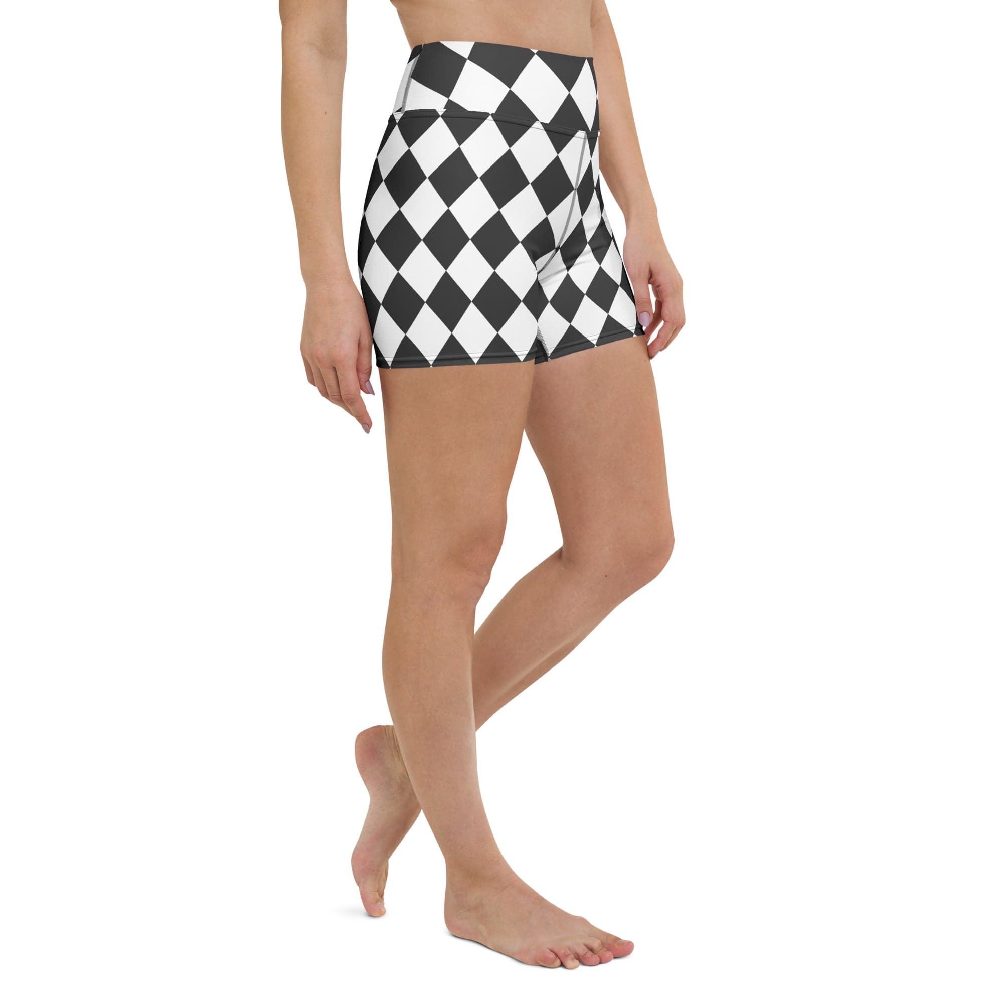 Black & White Harlequin Yoga Shorts
