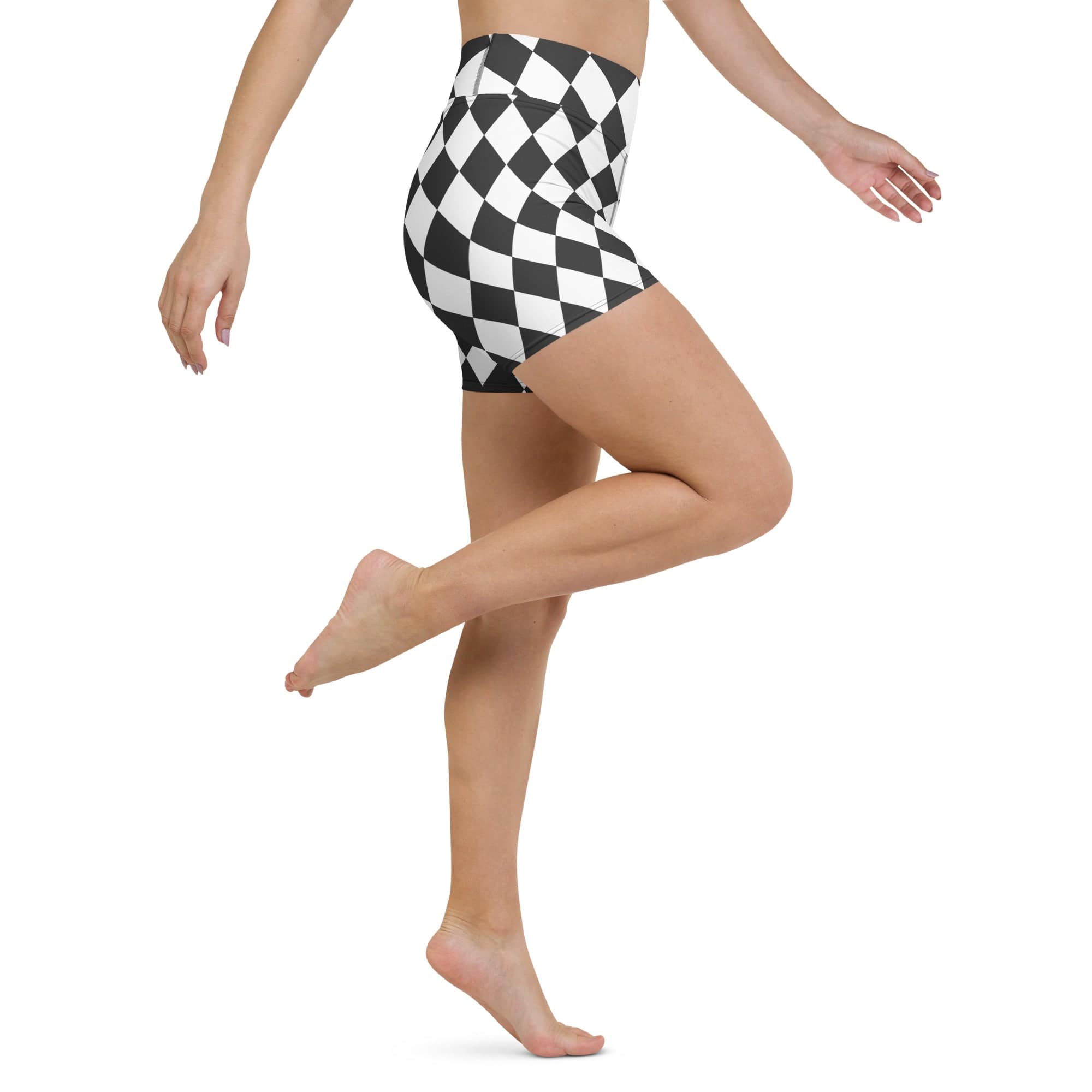 Black & White Harlequin Yoga Shorts
