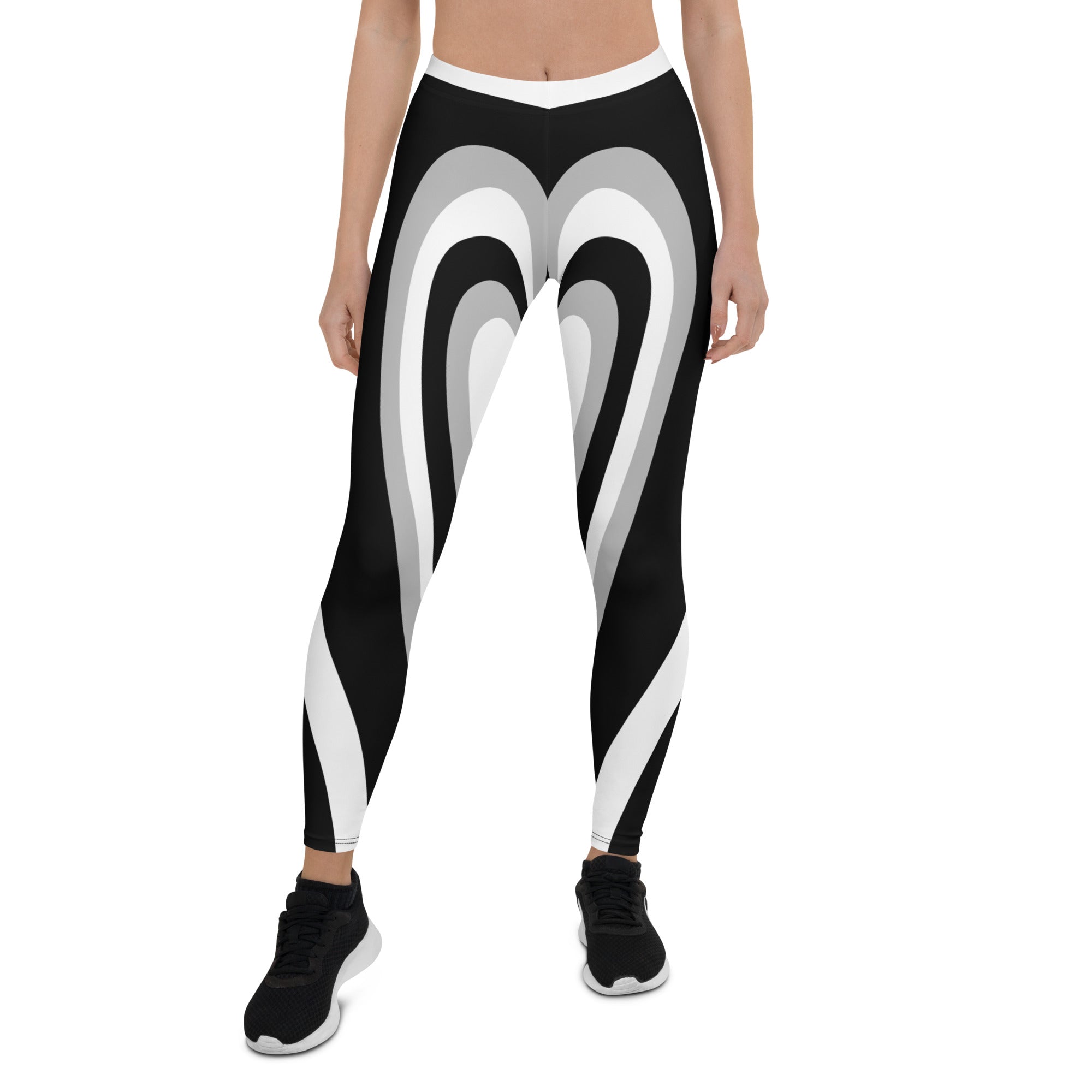 Black & White Heart Shaped Tunnel Leggings