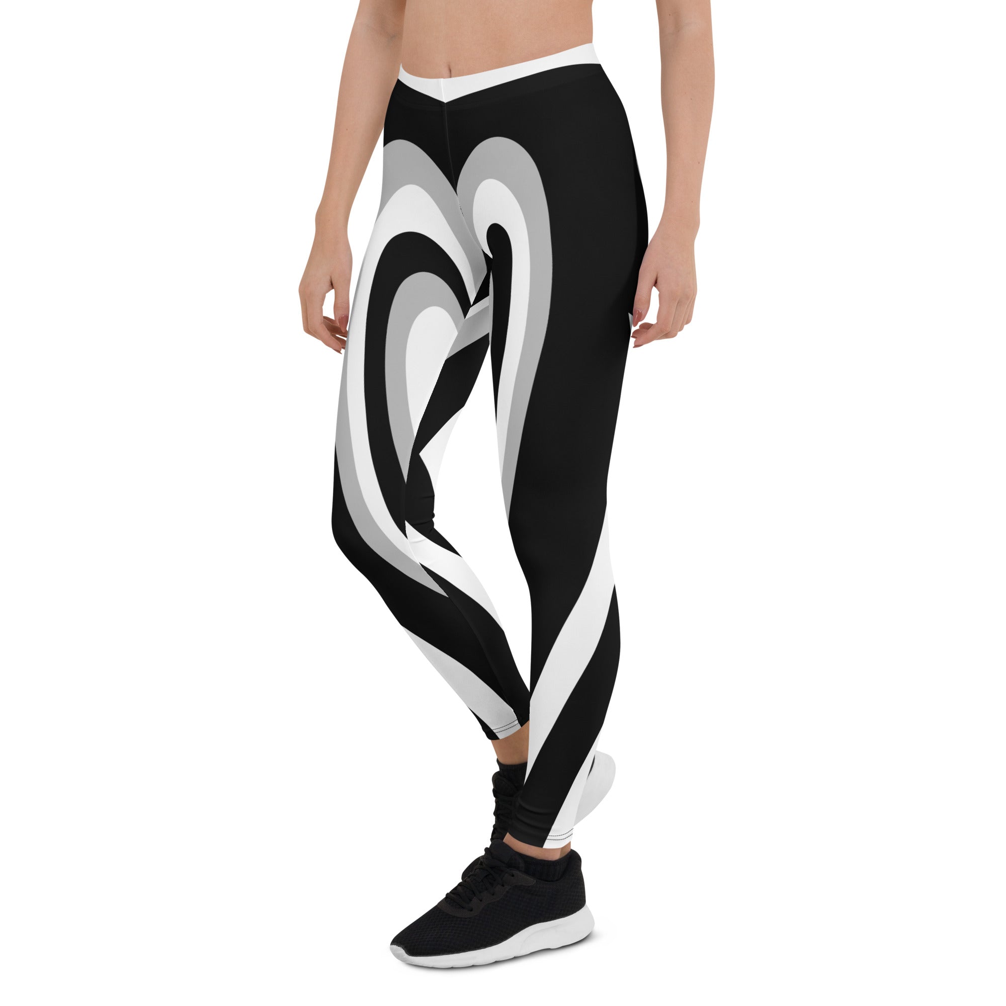 Black & White Heart Shaped Tunnel Leggings