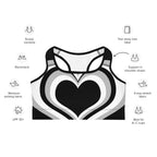 Black & White Heart Shaped Tunnel Sports Bra
