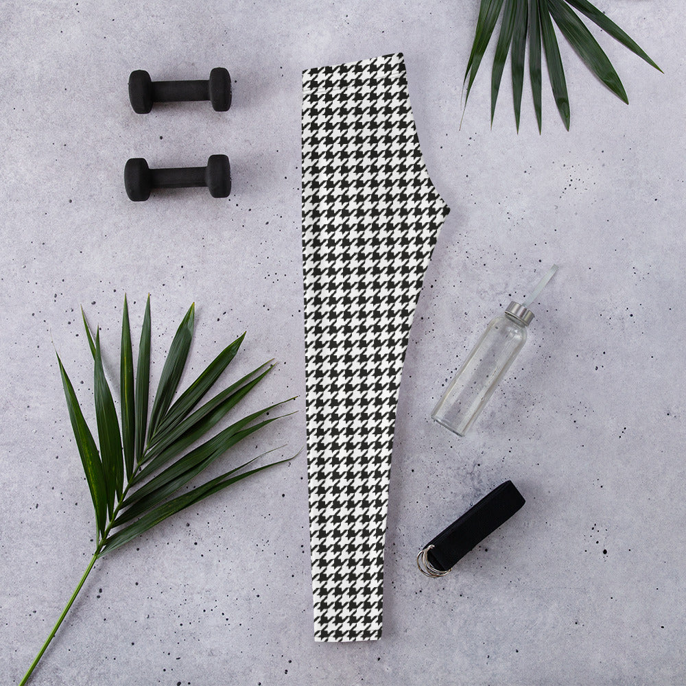 Black & White Houndstooth Print Leggings