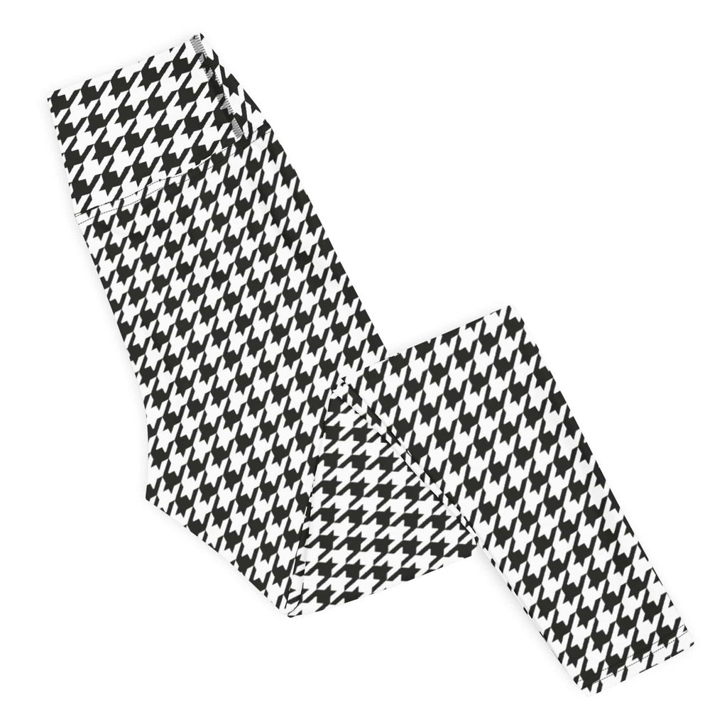 Black & White Houndstooth Print Yoga Leggings