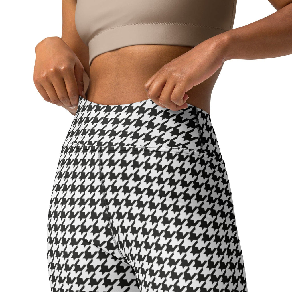 Black & White Houndstooth Print Yoga Leggings
