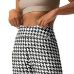 Black & White Houndstooth Print Yoga Leggings