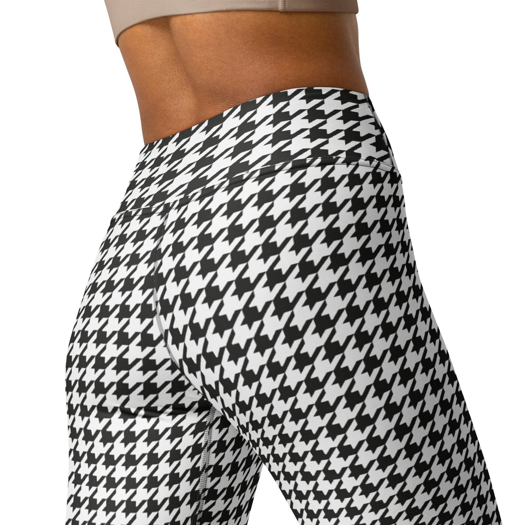 Black & White Houndstooth Print Yoga Leggings