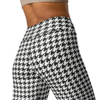 Black & White Houndstooth Print Yoga Leggings