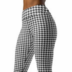 Black & White Houndstooth Print Yoga Leggings