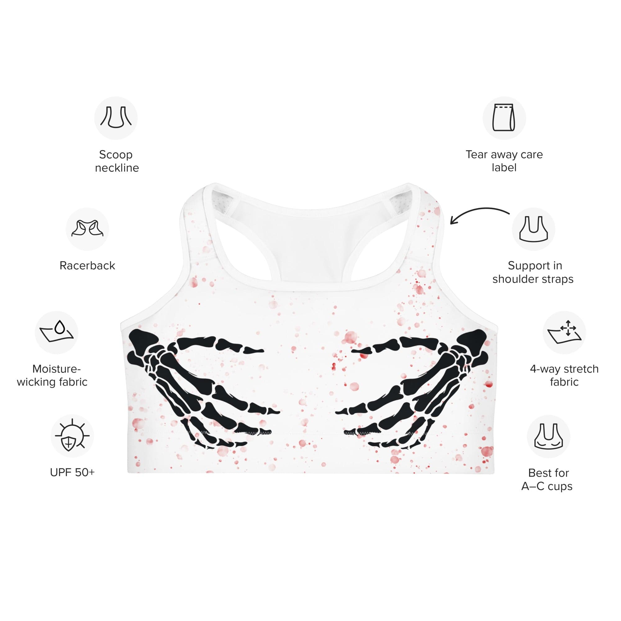 Bloody Skeleton Hands Sports Bra