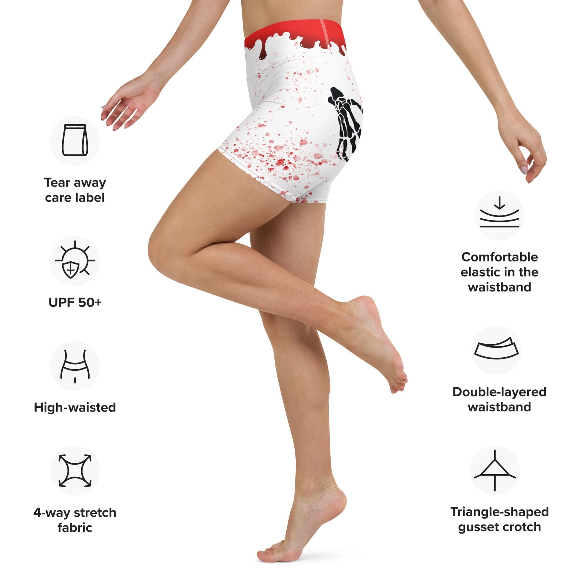 Bloody Skeleton Hands Yoga Shorts