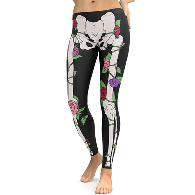 Blooming Skeleton Leggings: Women's Halloween Outfits FIERCEPULSE