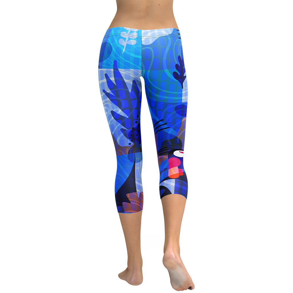 Blue Abstract Capris