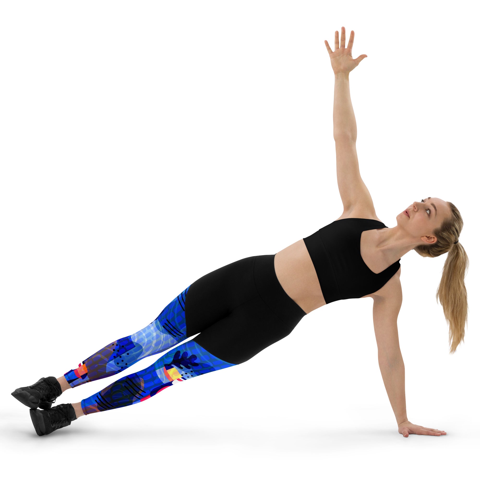 Blue Abstract Compression Leggings