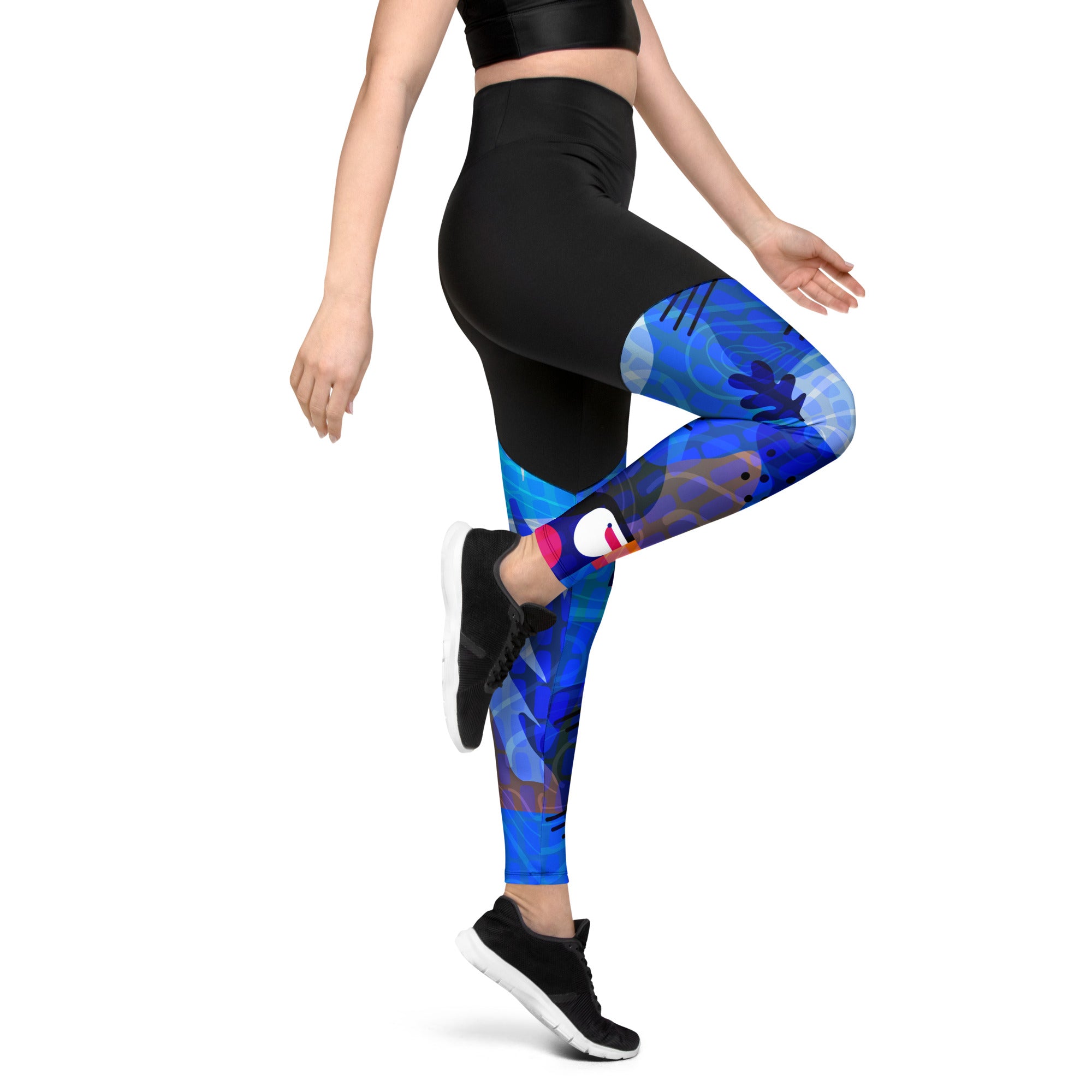 Blue Abstract Compression Leggings