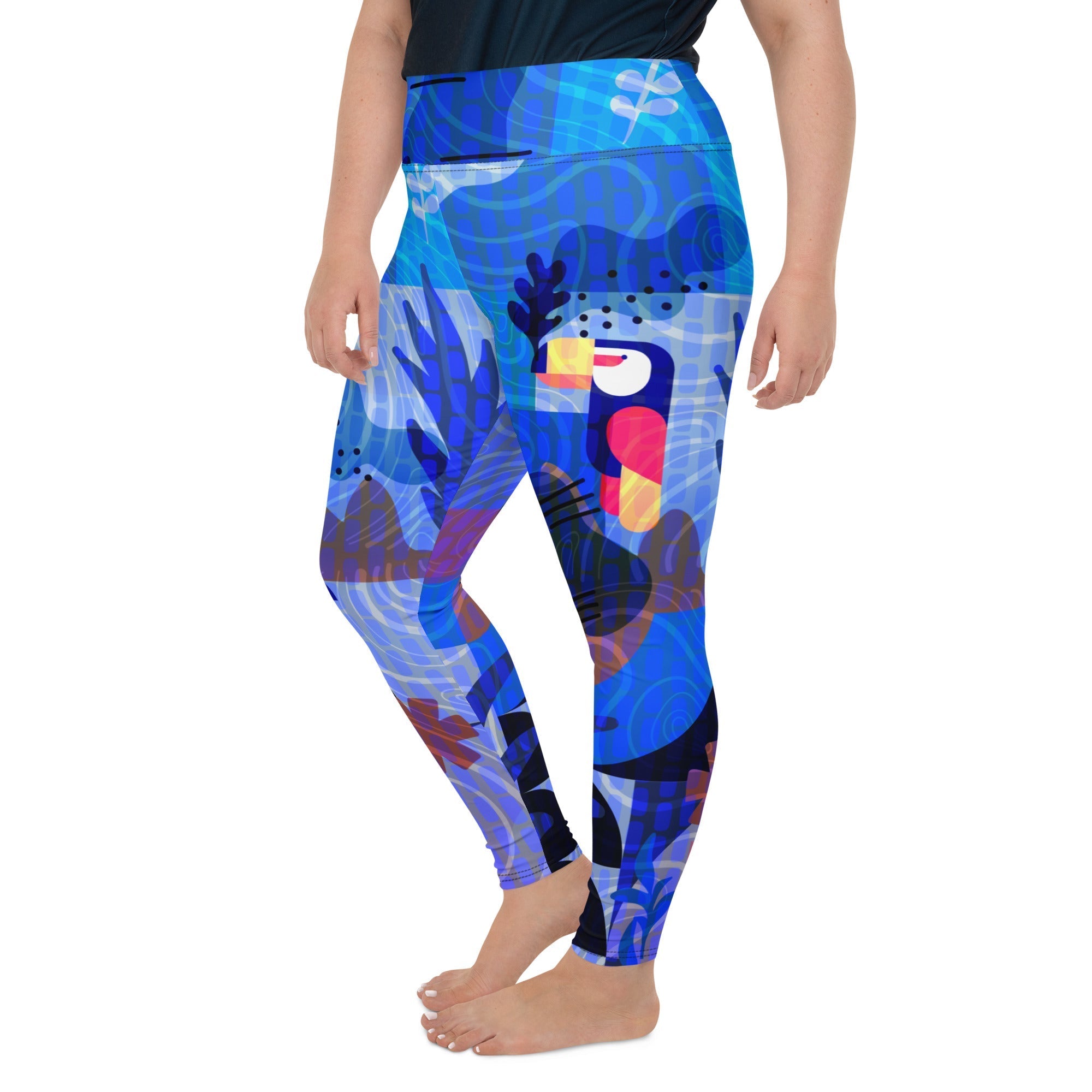 Blue Abstract Plus Size Leggings