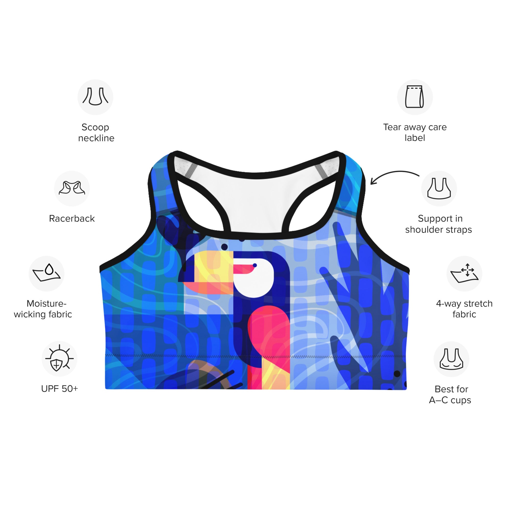 Blue Abstract Sports Bra