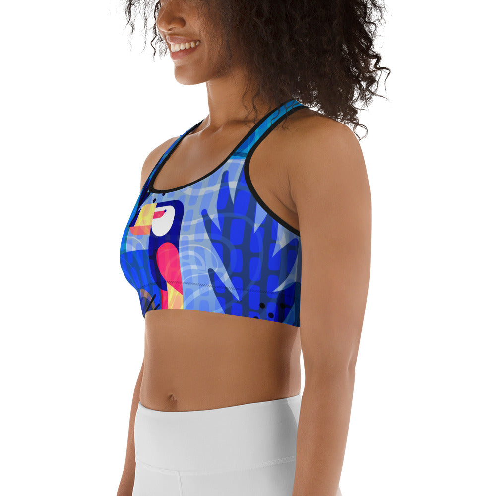 Blue Abstract Sports Bra