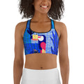 Blue Abstract Sports Bra