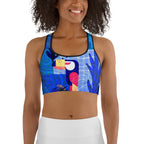 Blue Abstract Sports Bra