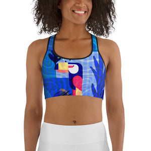 Blue Abstract Sports Bra