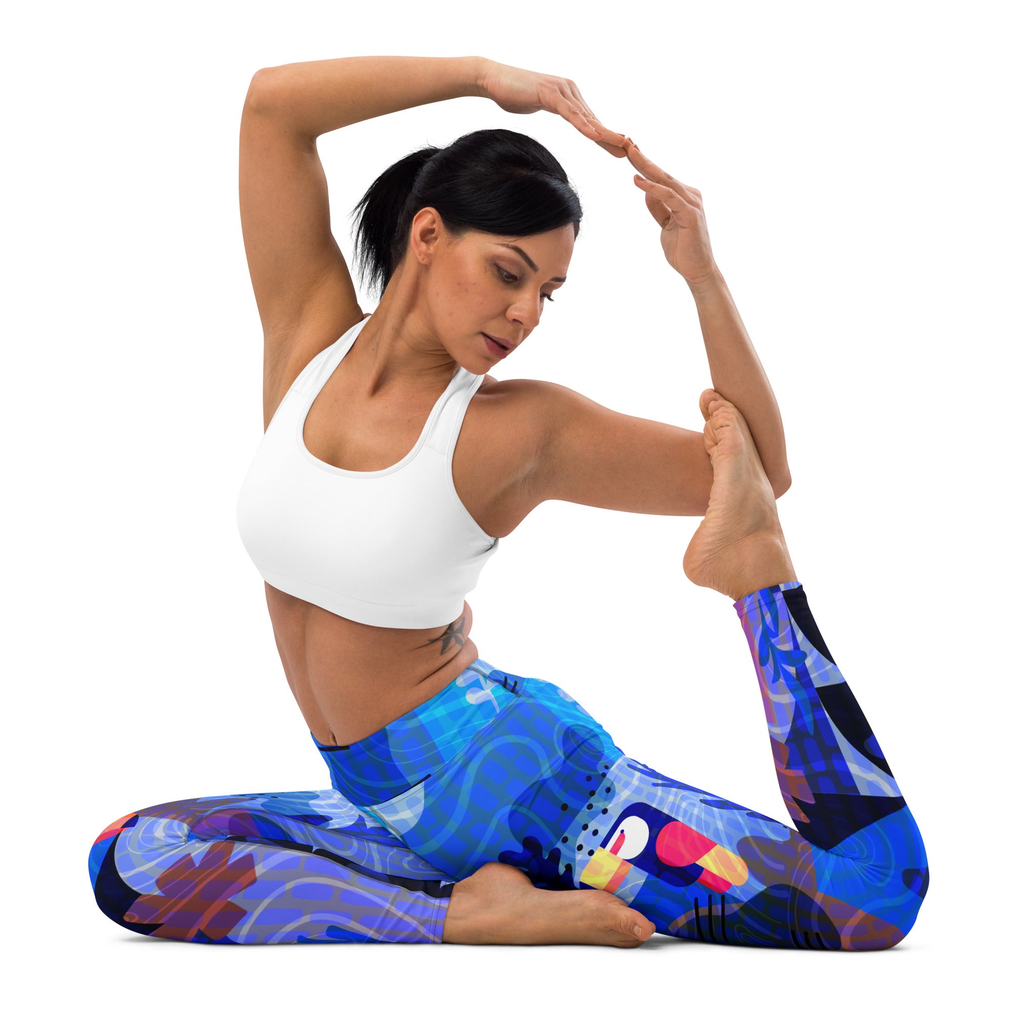Blue Abstract Yoga Leggings