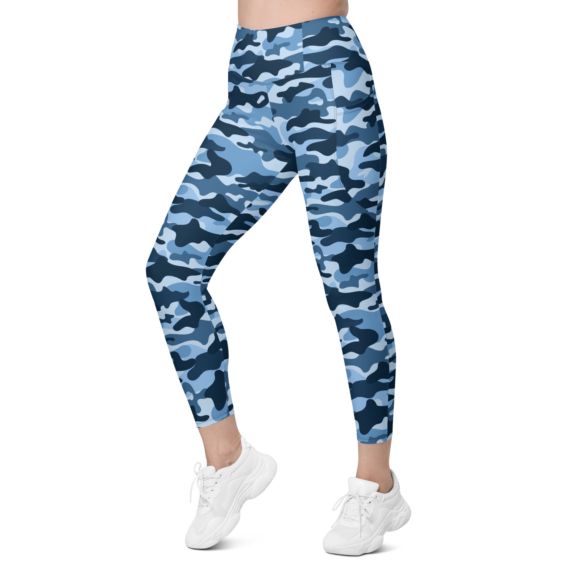 Blue Camo Leggings with Pockets