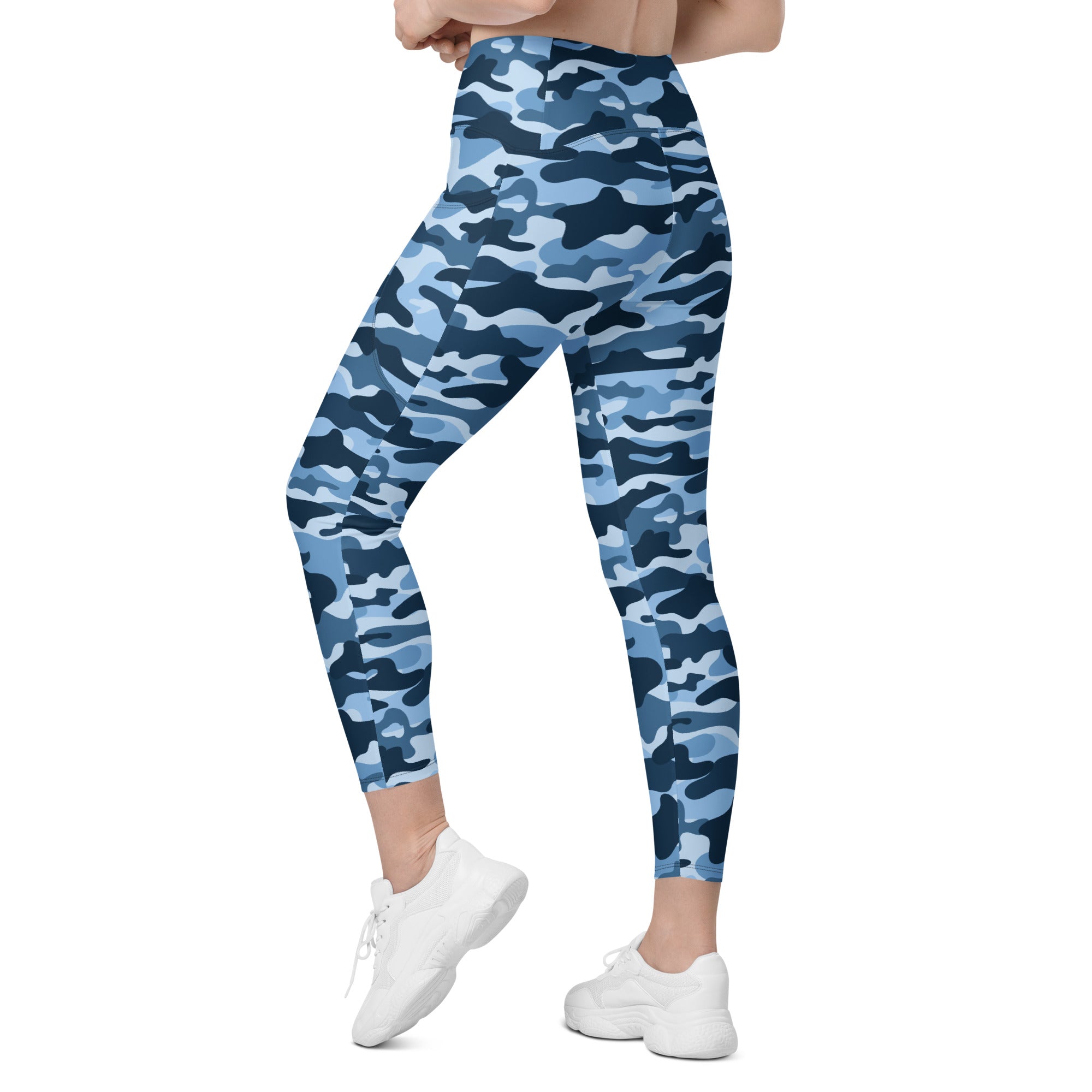 Blue Camo Leggings with Pockets