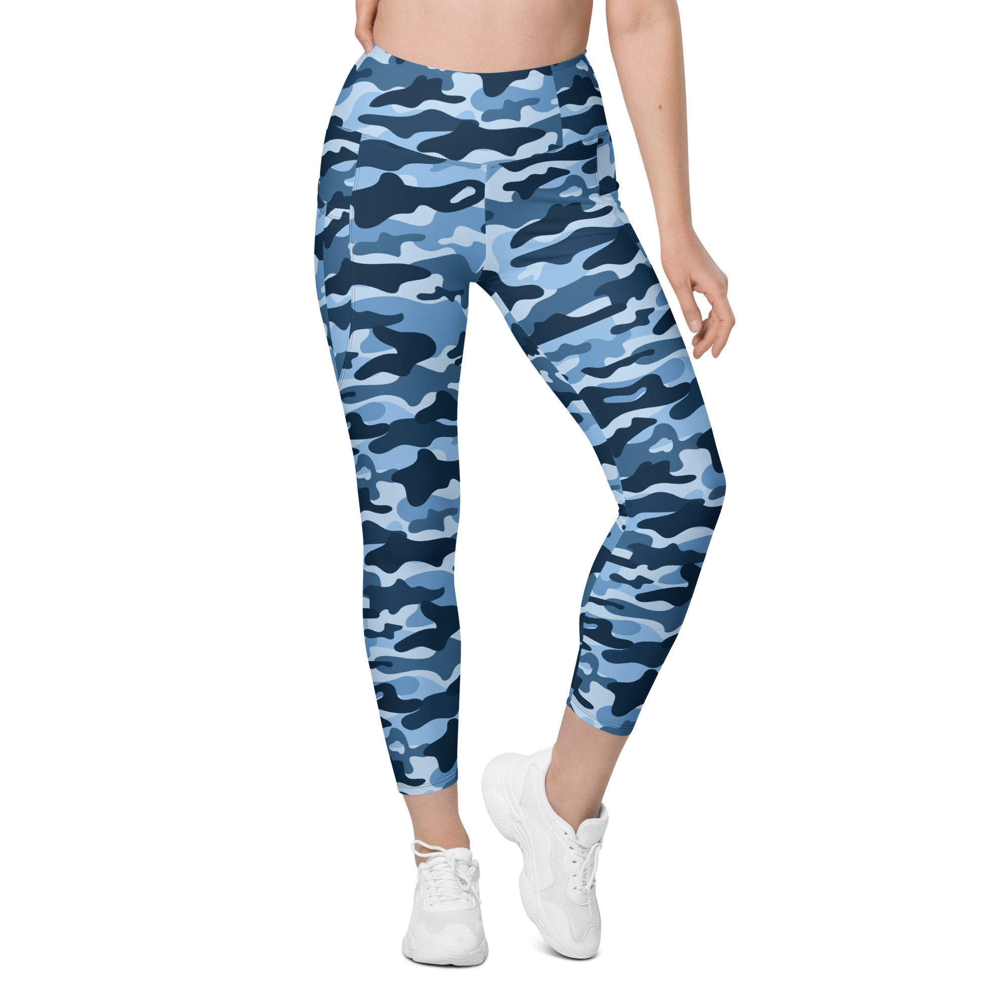Blue Camo Leggings with Pockets