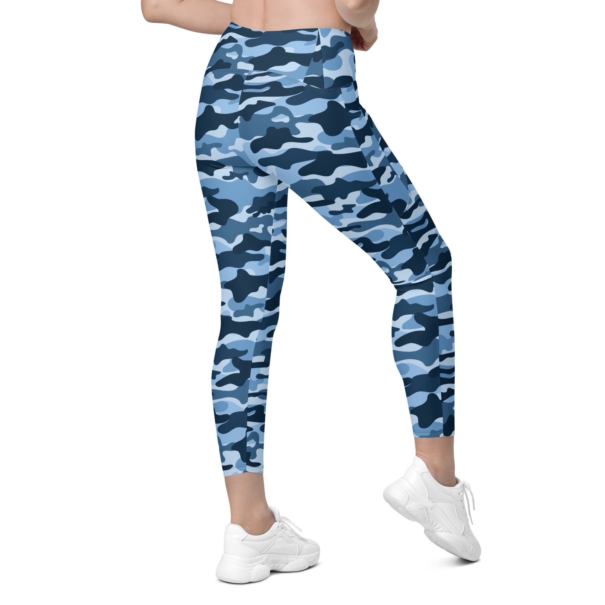 Blue Camo Leggings with Pockets