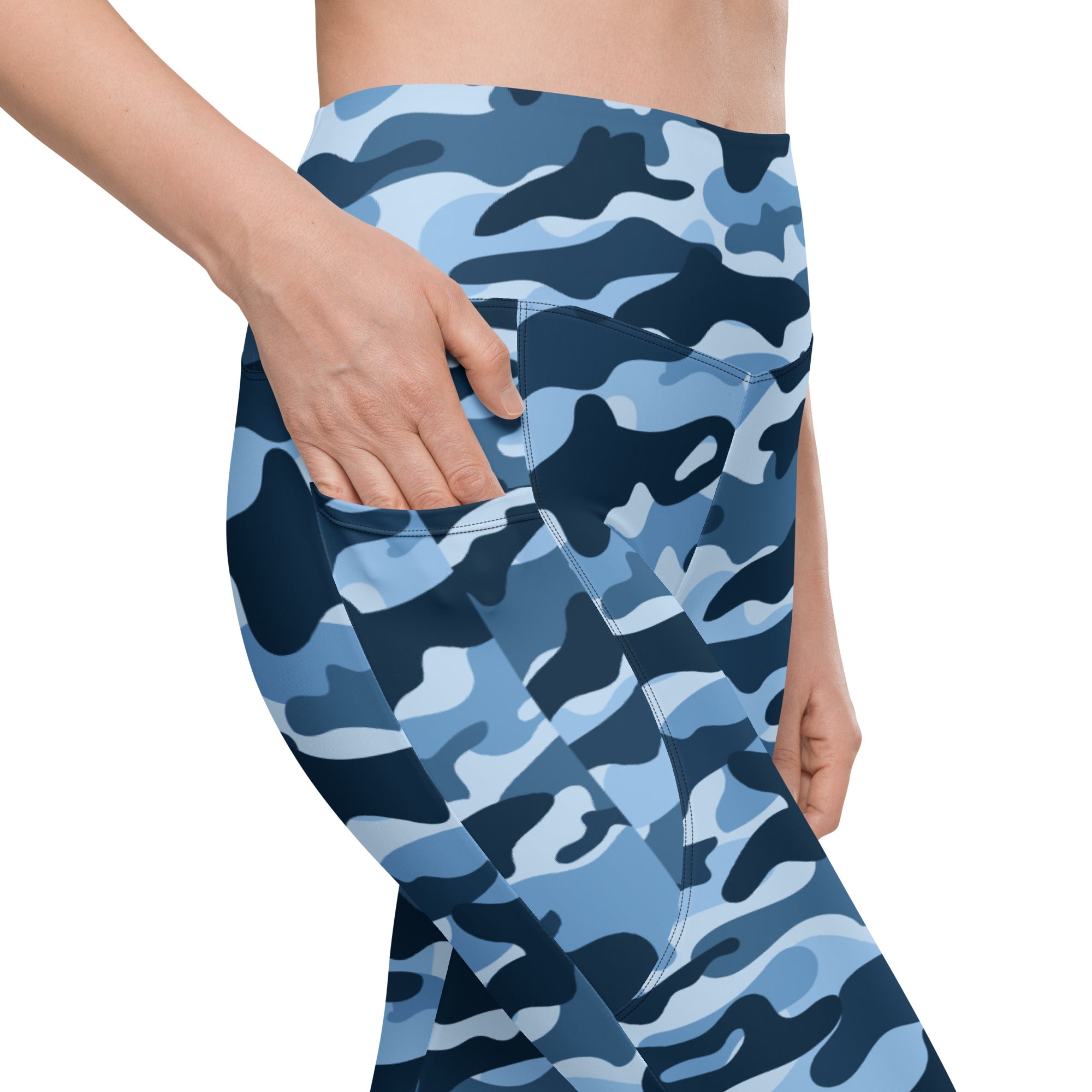 Blue Camo Leggings with Pockets