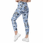 Blue Eye Pattern Leggings With Pockets