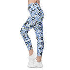 Blue Eye Pattern Leggings With Pockets