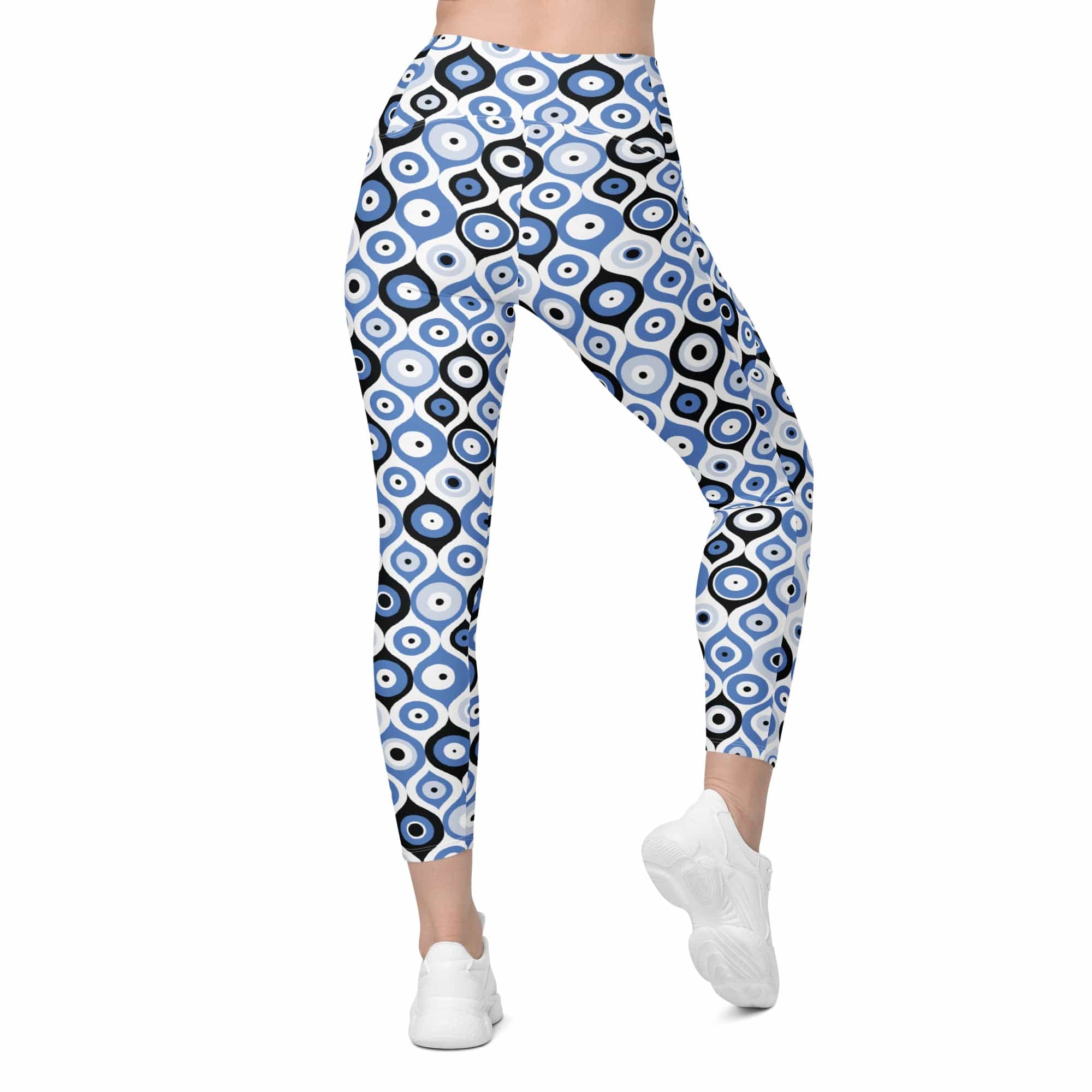 Blue Eye Pattern Leggings With Pockets