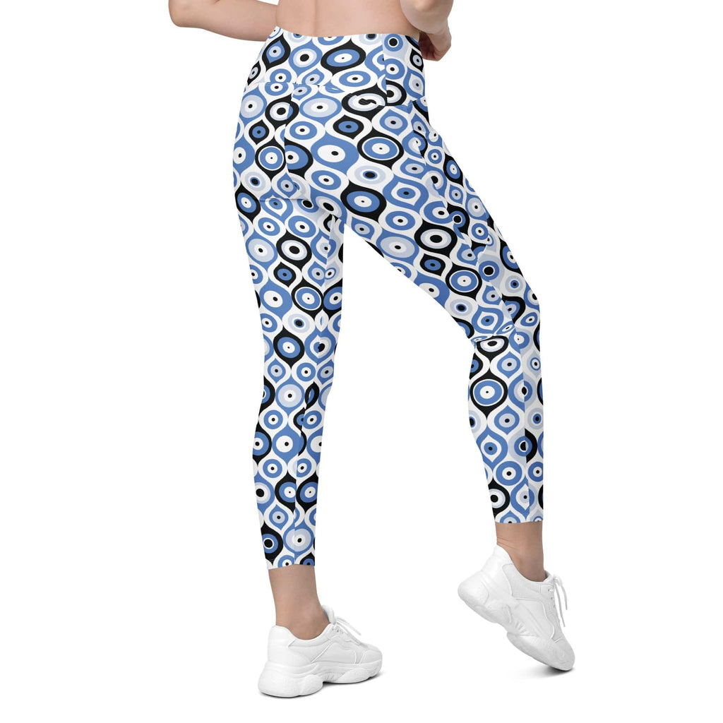 Blue Eye Pattern Leggings With Pockets
