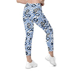 Blue Eye Pattern Leggings With Pockets