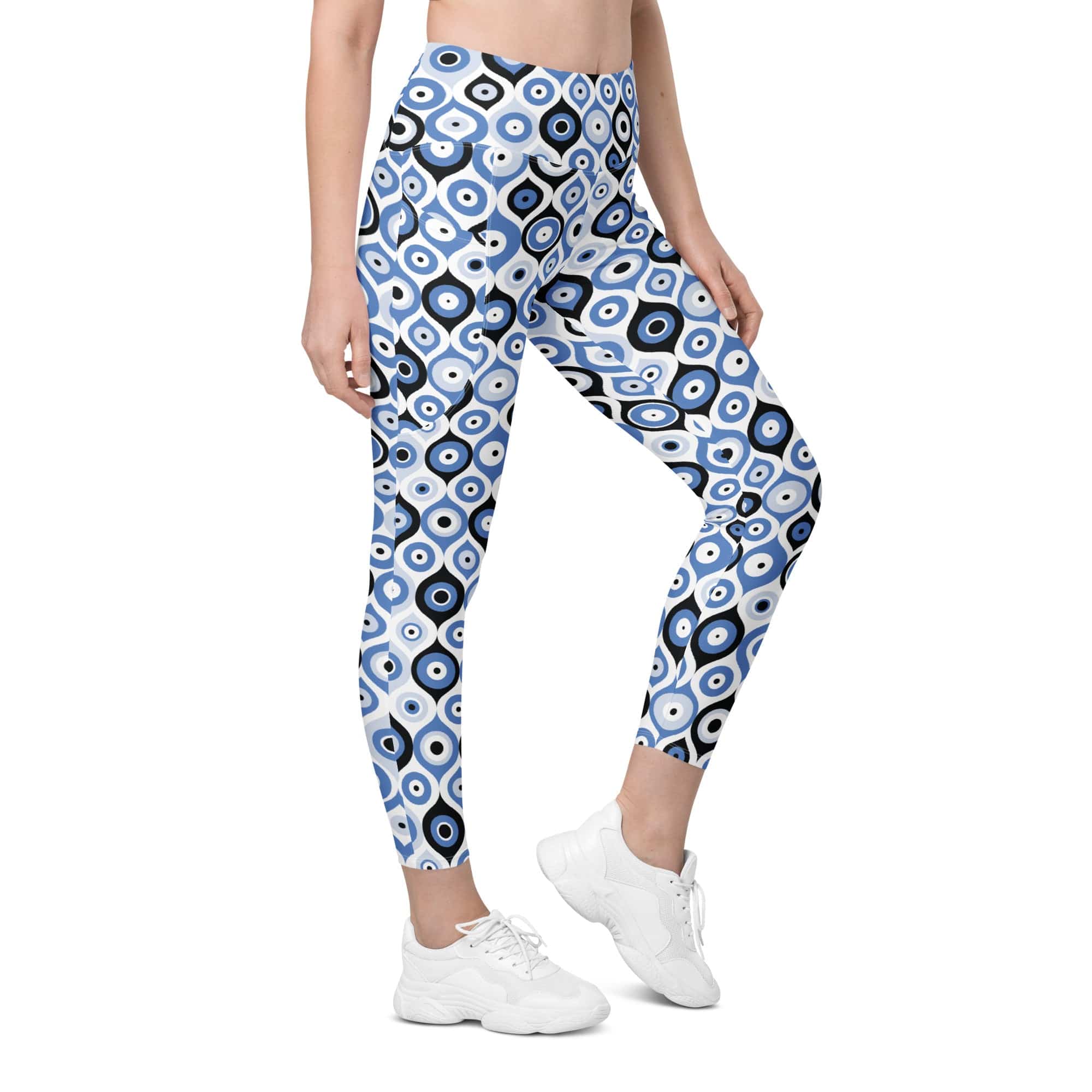 Blue Eye Pattern Leggings With Pockets