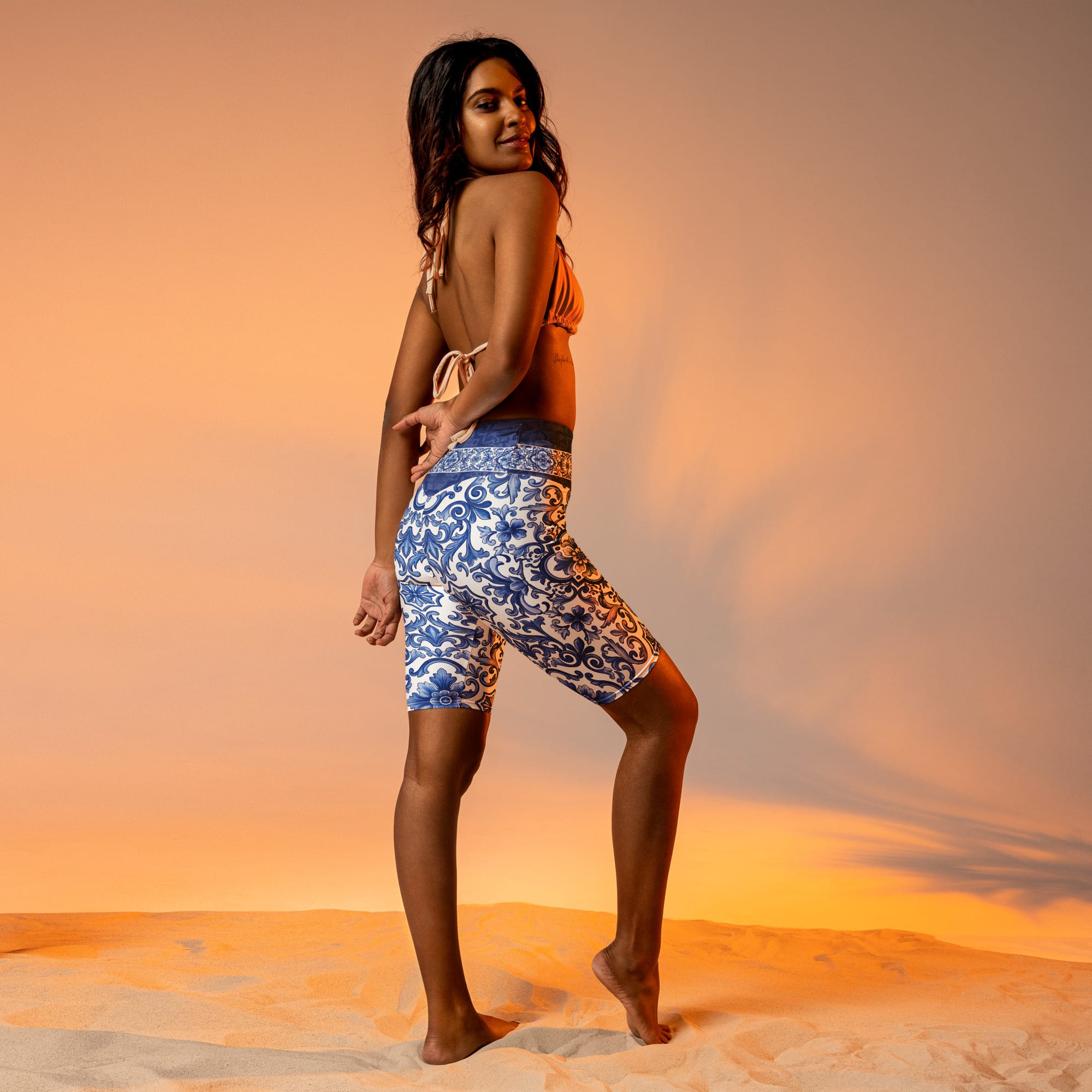 Blue Majolica Biker Shorts