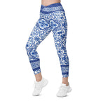 Blue Majolica Crossover Leggings With Pockets