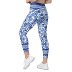 Blue Majolica Crossover Leggings With Pockets