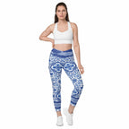 Blue Majolica Crossover Leggings With Pockets