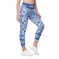 Blue Majolica Crossover Leggings With Pockets