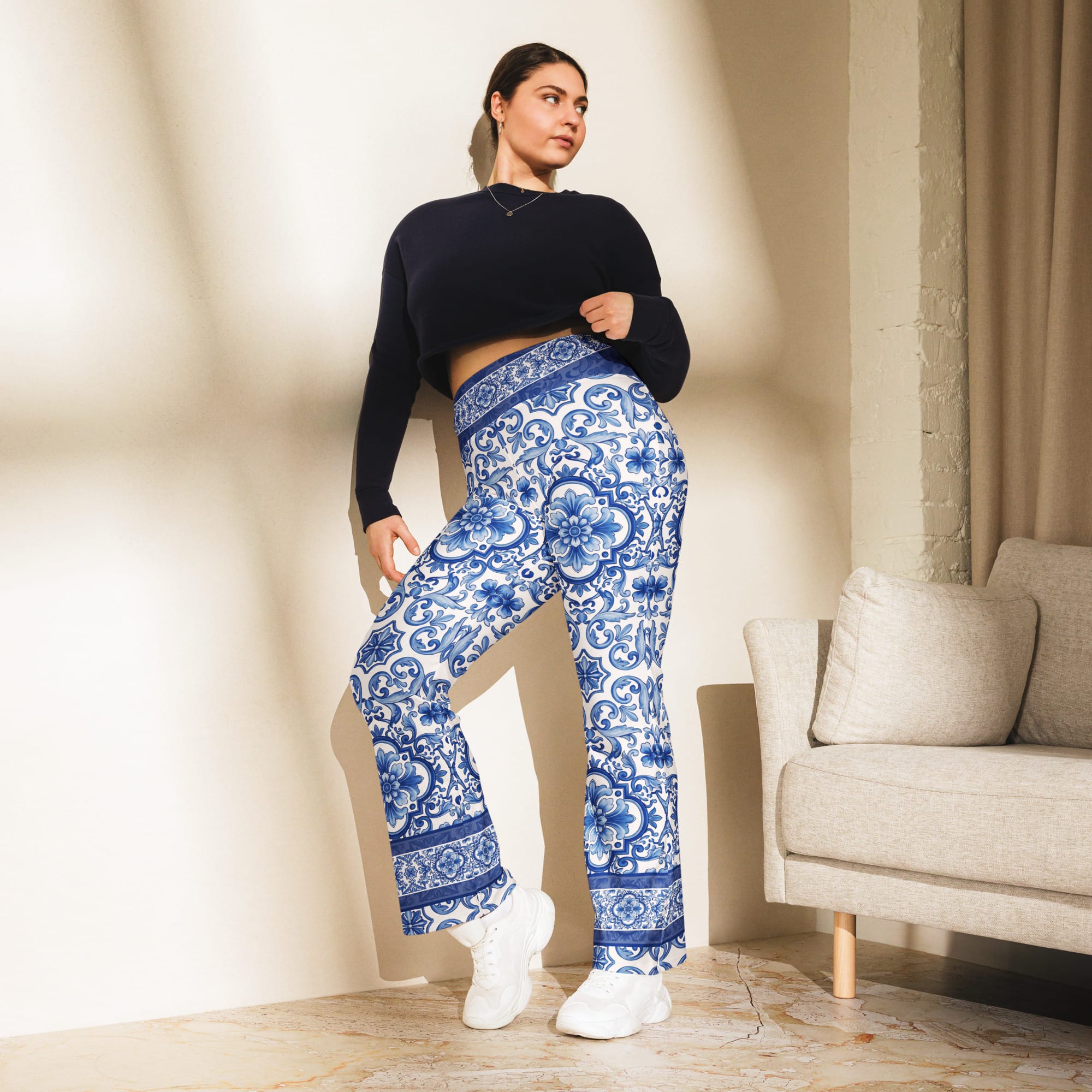 Blue Majolica Flare Leggings